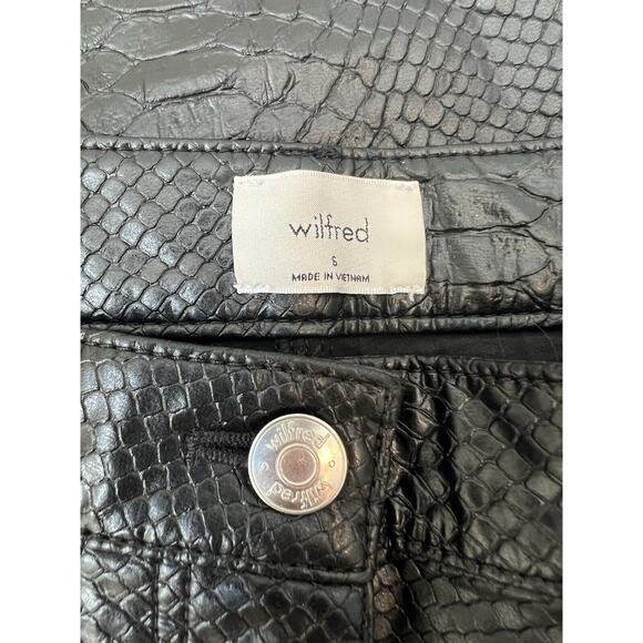 Aritzia Wilfred Melina Pant Snakeskin Croc Faux Vegan Leather Pants Ankle Sz S - Picture 4 of 8